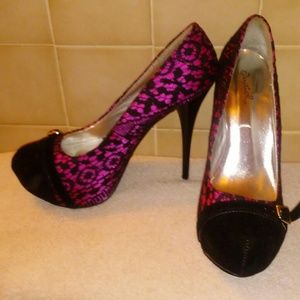 Qupid brand Pink and black heels.